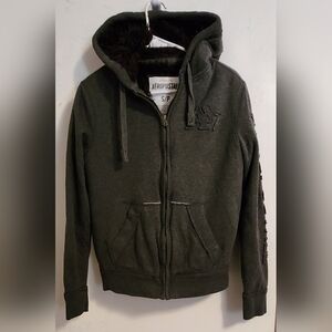 VINTAGE Aeropostale faux fur-lined full-zip hoodie, Associated with "Y2K" Sm
